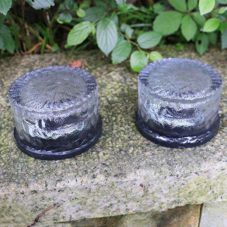 Outdoor Solar Buried Lamp Round Glass Floor Street Light Garden Ice Brick Waterproof Lamp(Warm Li...