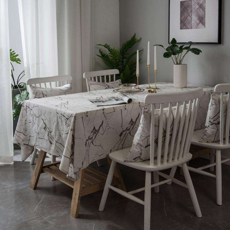 Marble Pattern Minimalist Tablecloth Cover Table Cloth Cotton Linen Dust-proof Cabinet Cloth, Siz...