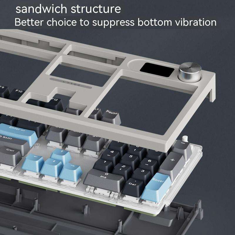 LANGTU LT104 Mechanical Keyboard Backlight Display Flexible DIY Keyboard, Style: Wireless Tri-mod...
