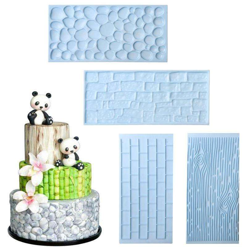 2 PCS Bark Wood Grain Fondant Printing Embossing Mold Biscuit Baking Mold Tool(Bark)