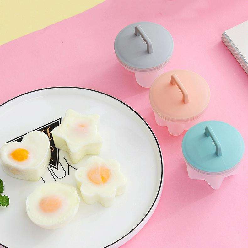4 in 1 Poached Egg Mold Set Household Poached Egg Egg Cup Egg Steamer with Oil Brush(Grey)