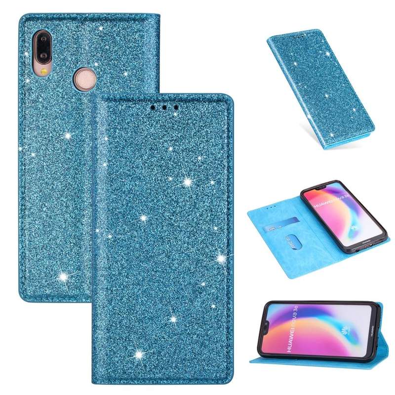 For Huawei P20 Lite Ultrathin Glitter Magnetic Horizontal Flip Leather Case with Holder & Card Sl...