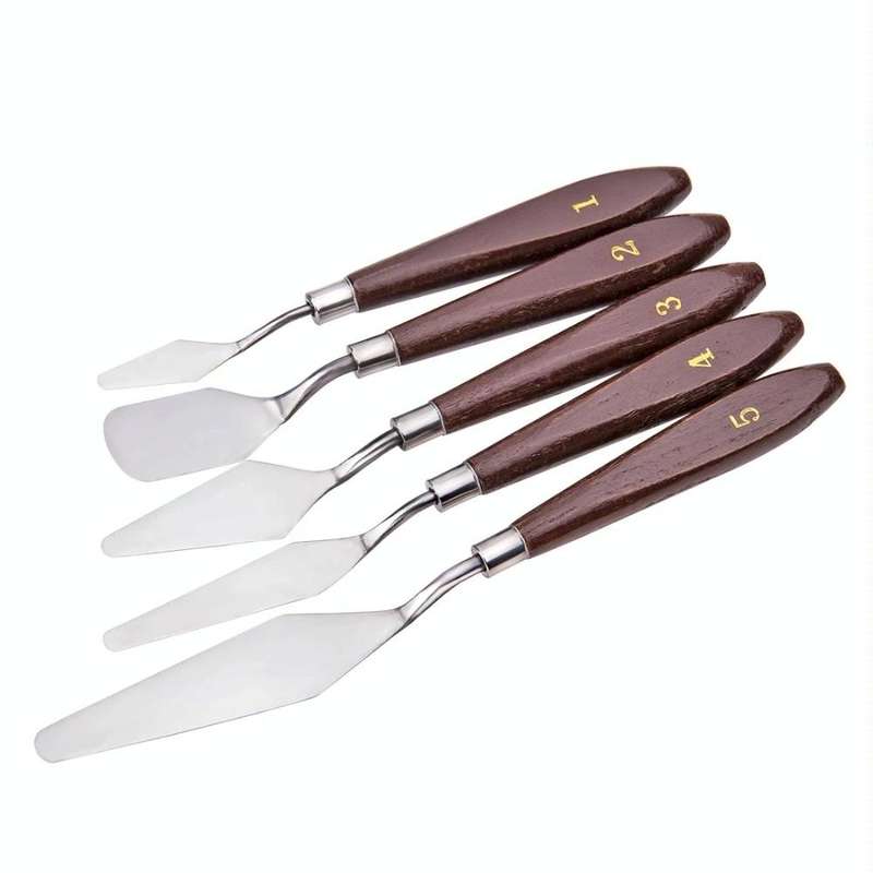 1 Sets/5PCS Wooden Handle Acrylic Painting Gouache Paint Knife