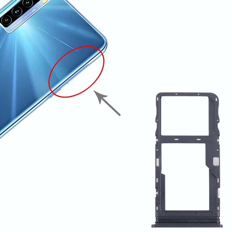 For TCL 20L / 20 Lite Original SIM Card Tray + Micro SD Card Tray (Black)