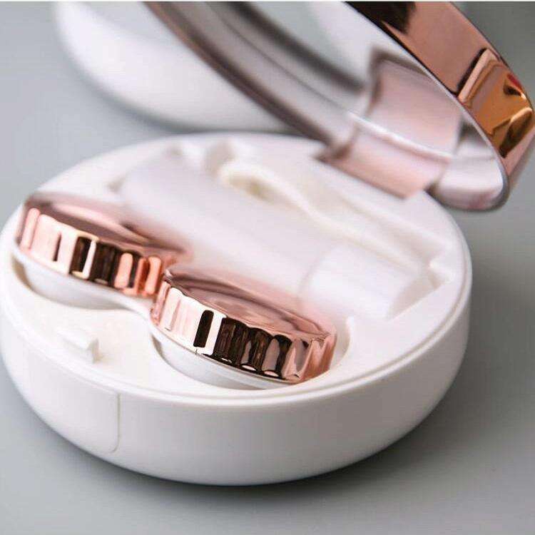 Portable Beauty Lens Care Double Box Contact Lens Case(Rose Gold)
