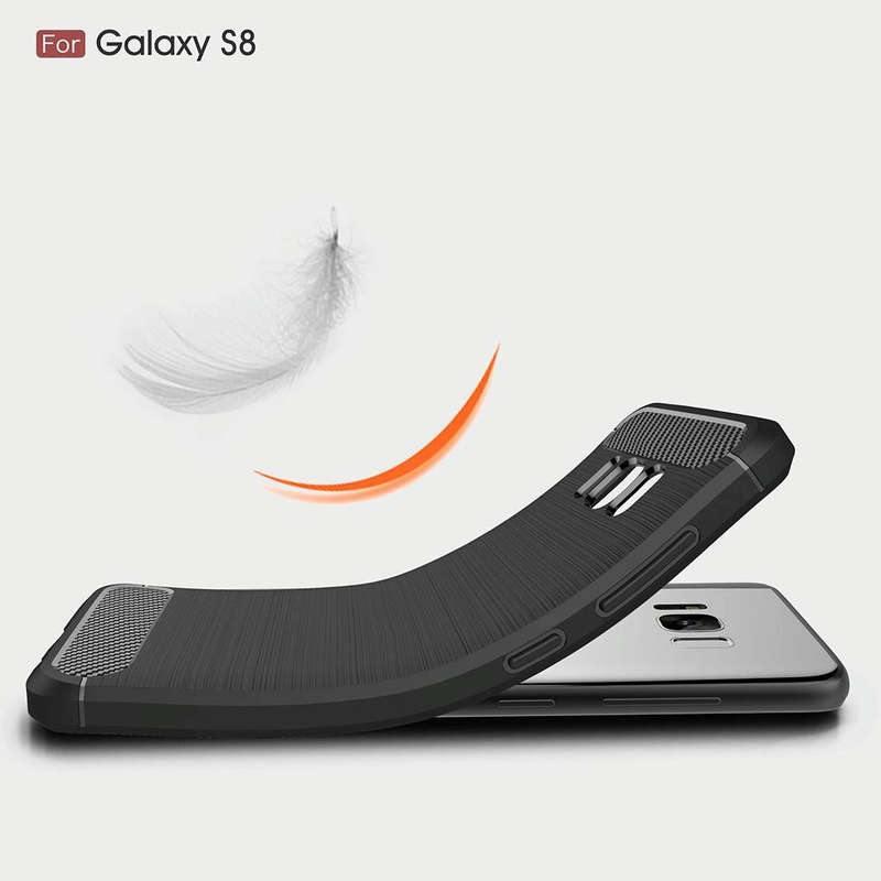 For Galaxy S8 Brushed Carbon Fiber Texture Shockproof TPU Protective Cover Case (Black)