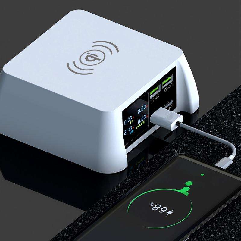 F96 100W USB x3 + PD Multi-function Smart Wireless Charger Charging Station