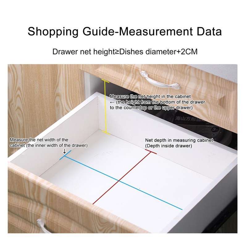 40cm Dish Rack Kitchen Drawer Built-In Storage Rack Layered Partition Tableware Rack