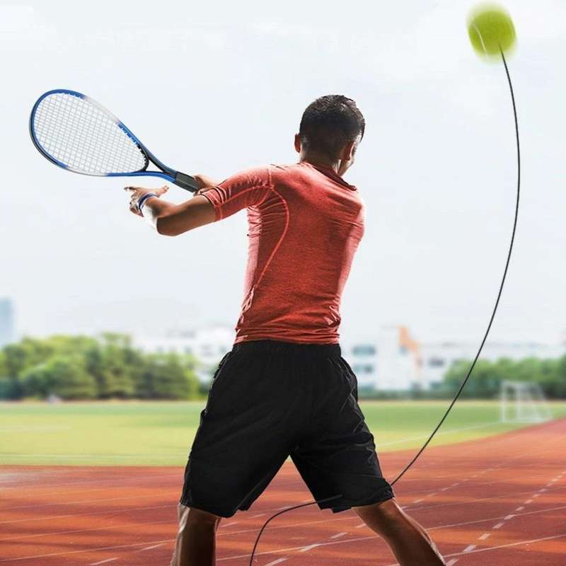 Tennis Racket Trainer Beginner Serve Rebound Tennis Racket Set Single(Racketx1+Basex1+Tennisx1)