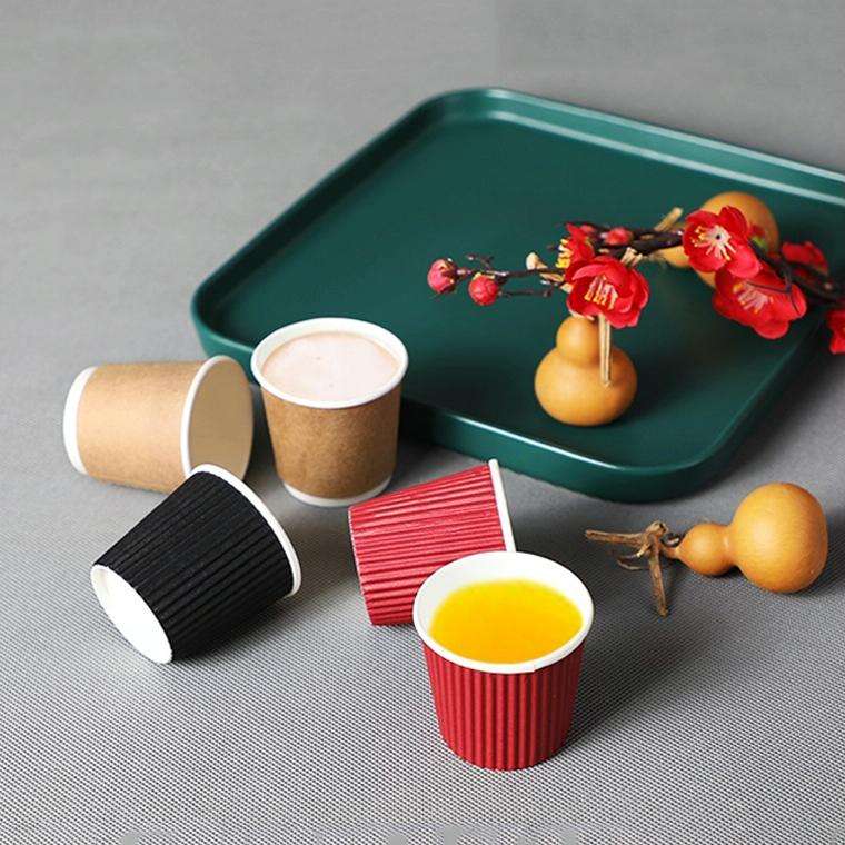 100 PCS 8oz Corrugated Cowhide Thickened kraft Paper Corrugated Coffee Cup