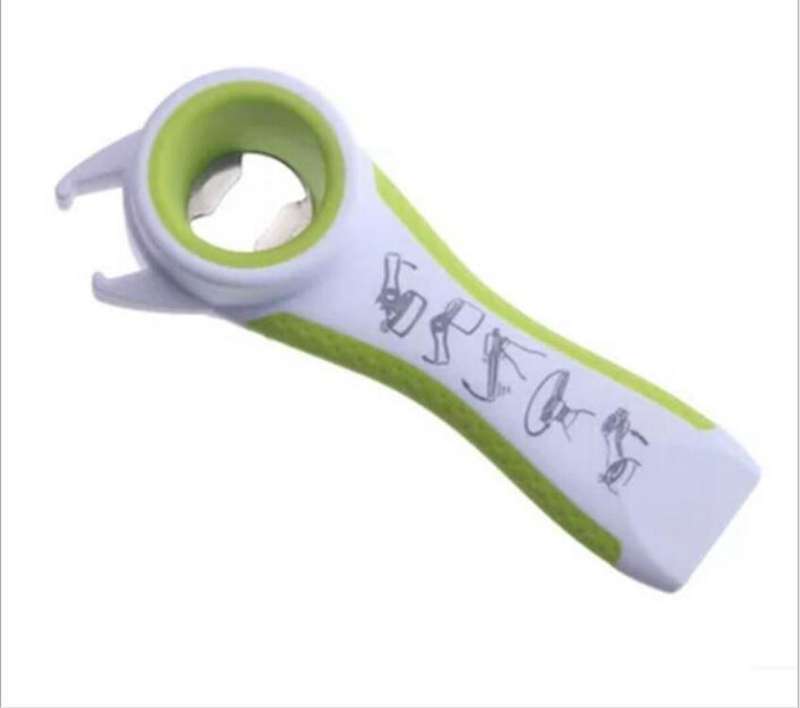 5 in 1 Multifunctional Plastic Bottle Opener Beer Opener Kitchen Tool(White&Green)