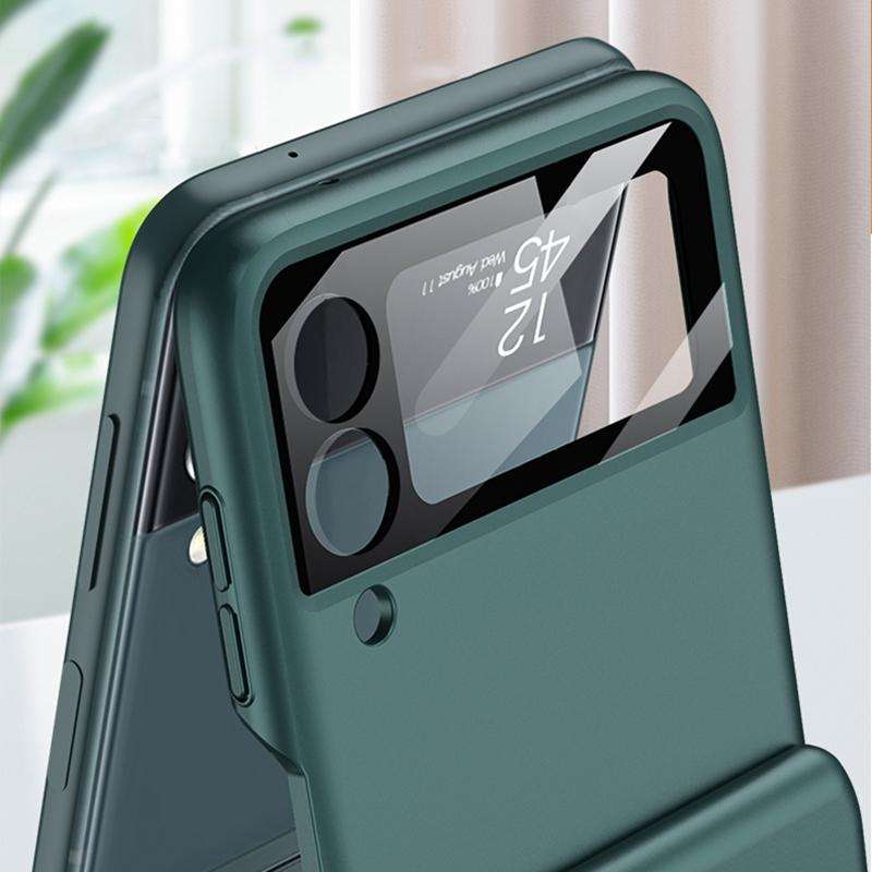 For Samsung Galaxy Z Flip3 5G GKK Magnetic Hinged Flip Case with Ring Holder(Orange)