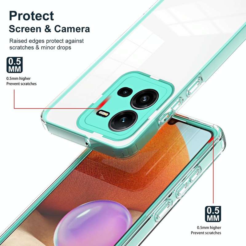 For vivo V25 5G / V25e 4G 3 in 1 Clear TPU Color PC Frame Phone Case(Light Green)