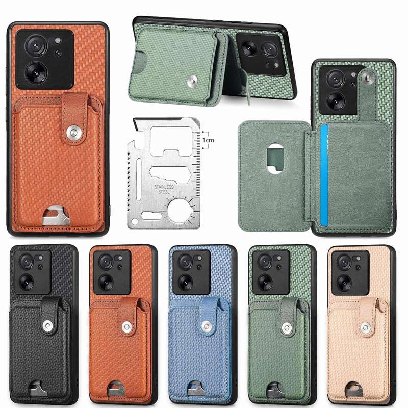 For Xiaomi 13T / 13T Pro Card Wallet Kickstand Back Phone Case with Tool Knife(Blue)