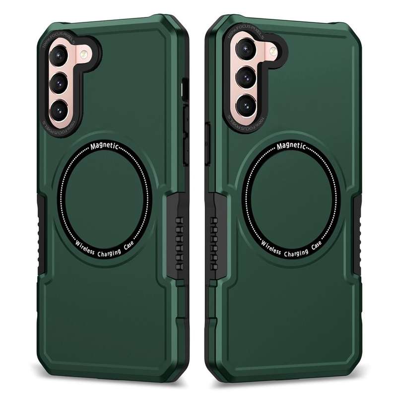 For Samsung Galaxy S21 5G MagSafe Shockproof Armor Phone Case(Dark Green)