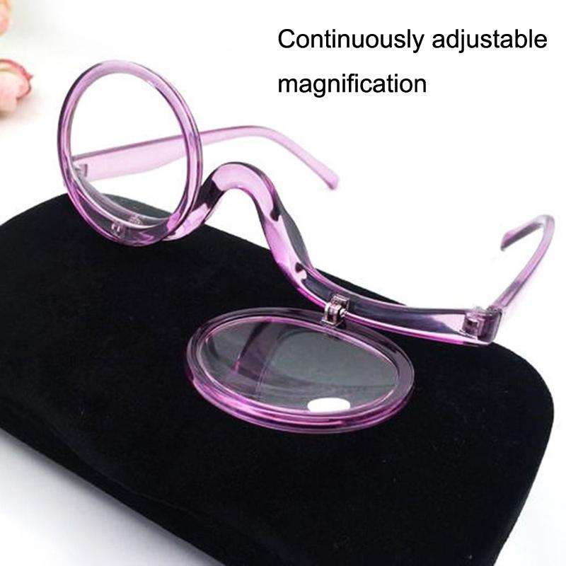 Makeup Magnifying Glass Presbyopic Glasses Flip Swivel Reading Glasses, Degree: +250(Blue Frame)