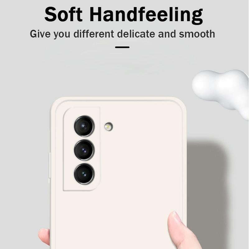 For Samsung Galaxy S21 5G Solid Color Imitation Liquid Silicone Straight Edge Dropproof Full Cove...