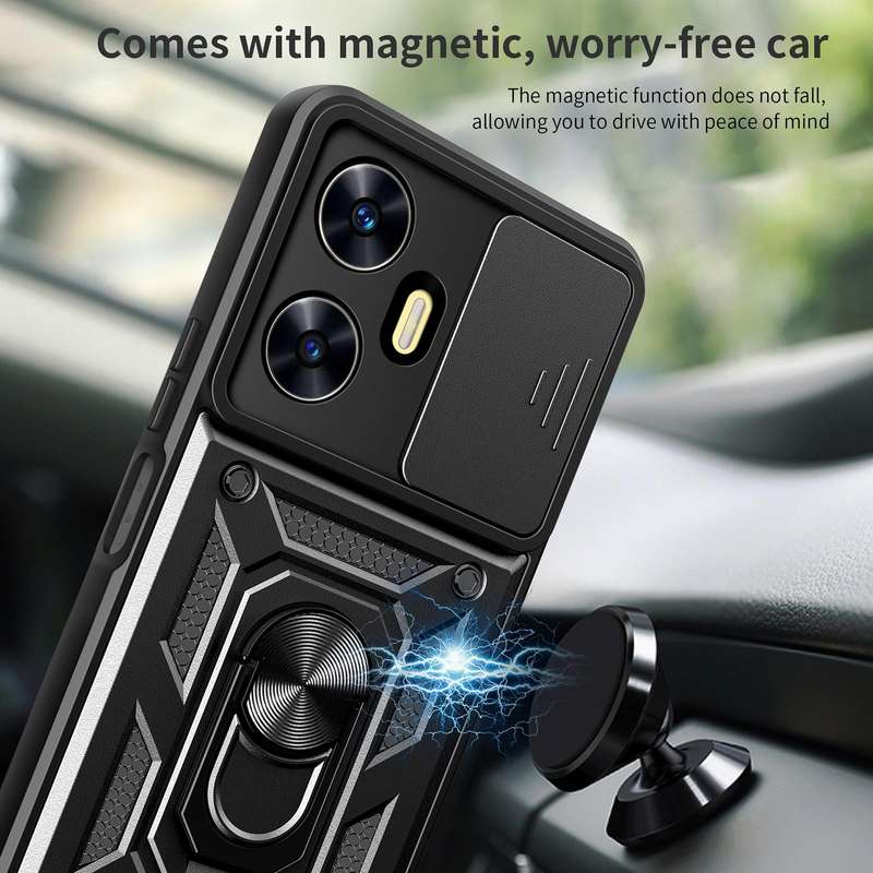 For Realme C55 4G Sliding Camera Cover Design TPU+PC Phone Case(Green)