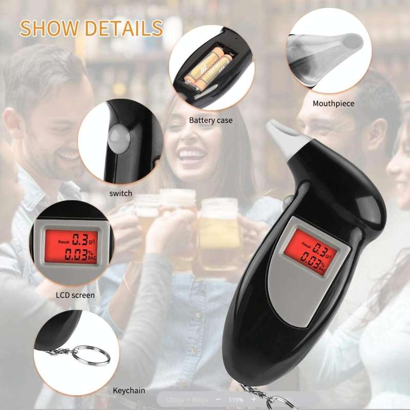 LCD Digital Alcohol Tester Breathalyzer(Black)