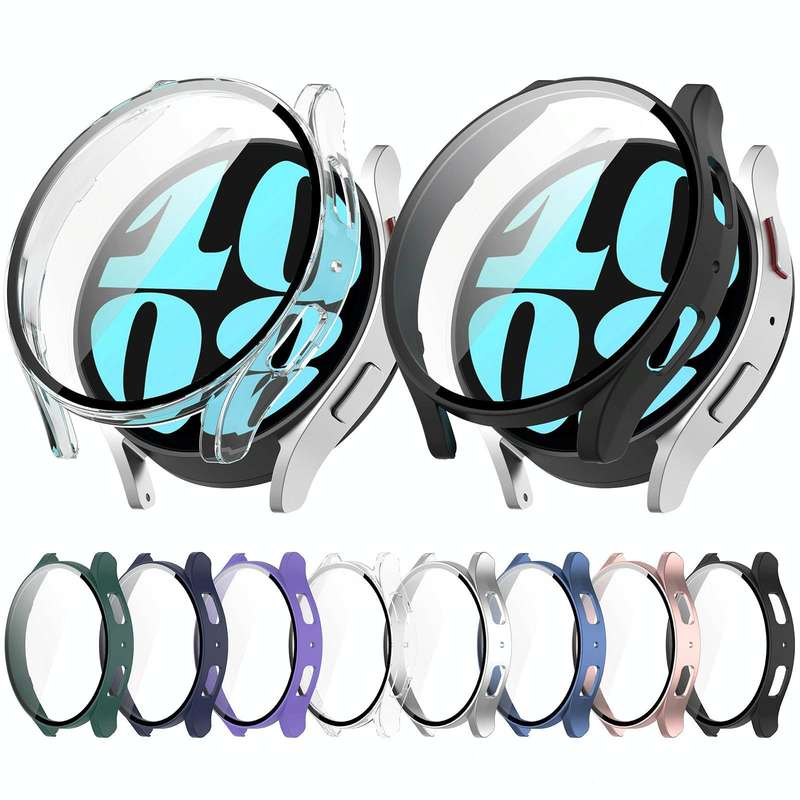 For Samsung Galaxy Watch6 40mm PC + Tempered Film Integrated Watch Protective Case(Purple)