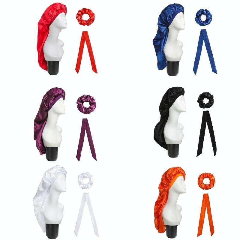 3 PCS/Set Hair Care Long Cap + Turban + Hair Ring(Black)