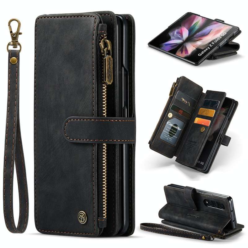 For Samsung Galaxy Z Fold3 5G CaseMe C30 Multifunctional Phone Leather Phone Case(Black)