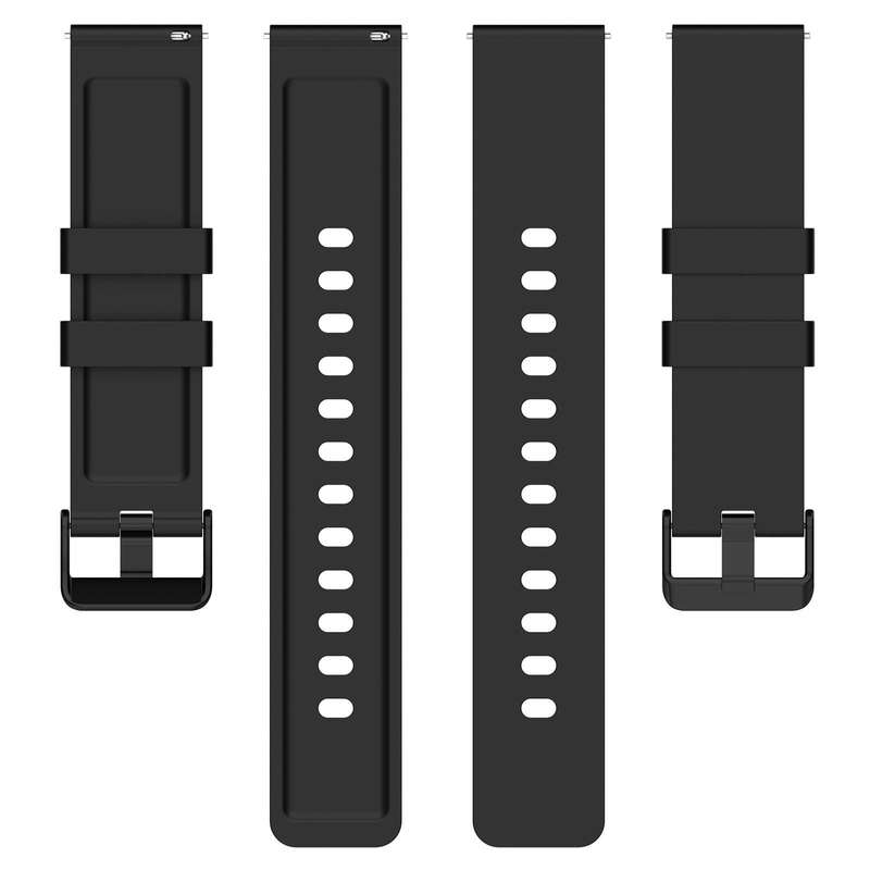 For Amazfit Bip 3 20mm Step Silicone Strap Stainless Steel Black Buckle(Black)