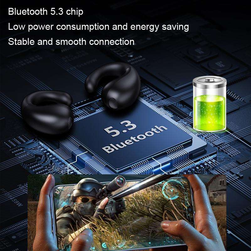 Clip-on Wireless Bluetooth Earphone With Digital Charging Compartment(Black)