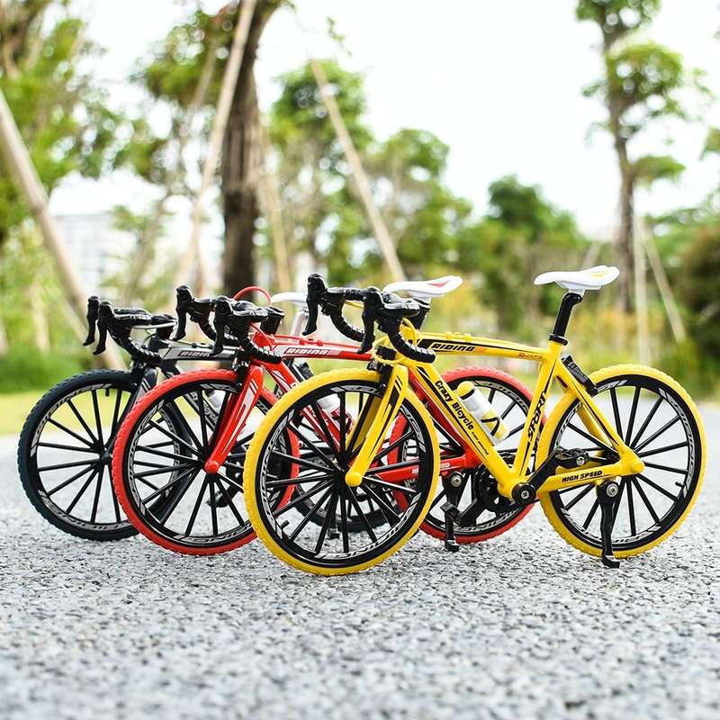 1:8 Scale Simulation Alloy Bicycle Model Mini Bicycle Toy Decoration(Race Bike-Red)