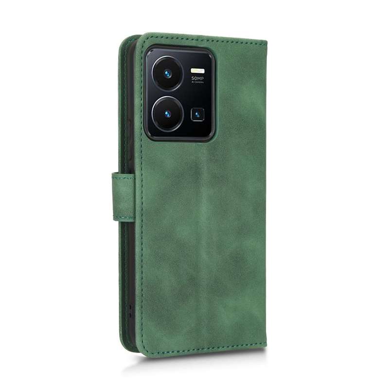 For vivo Y22s / Y35 Skin Feel Magnetic Flip Leather Phone Case(Green)
