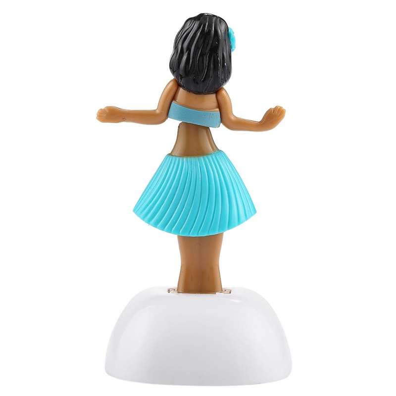 Solar Powered Bobble Head Dancing Toy Car Decoration Ornament Cute Hula Princess(Blue)