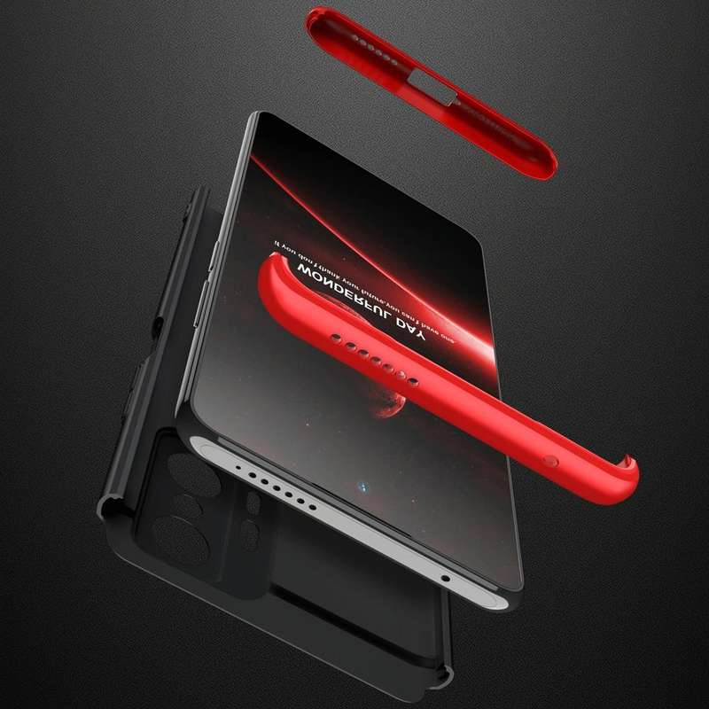 For Xiaomi Mi 11T GKK Three Stage Splicing Full Coverage PC Phone Case(Black Red)