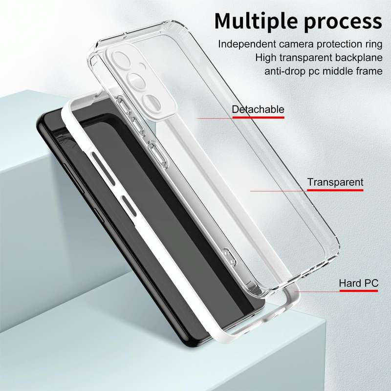 For Samsung Galaxy A35 3 in 1 Clear TPU Color PC Frame Phone Case(White)