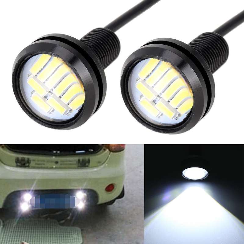 2 PCS 2W Car Auto Eagle Eyes Fog Light Turn Light with 12 SMD-4014 LED Lamps, DC 12V Cable Length...
