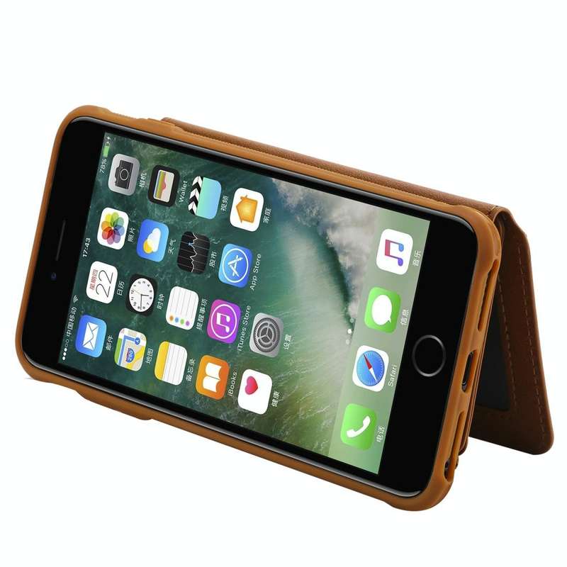 For iPhone 7 Plus / 8 Plus Zipper Shockproof Protective Case with Card Slots & Bracket & Photo Ho...
