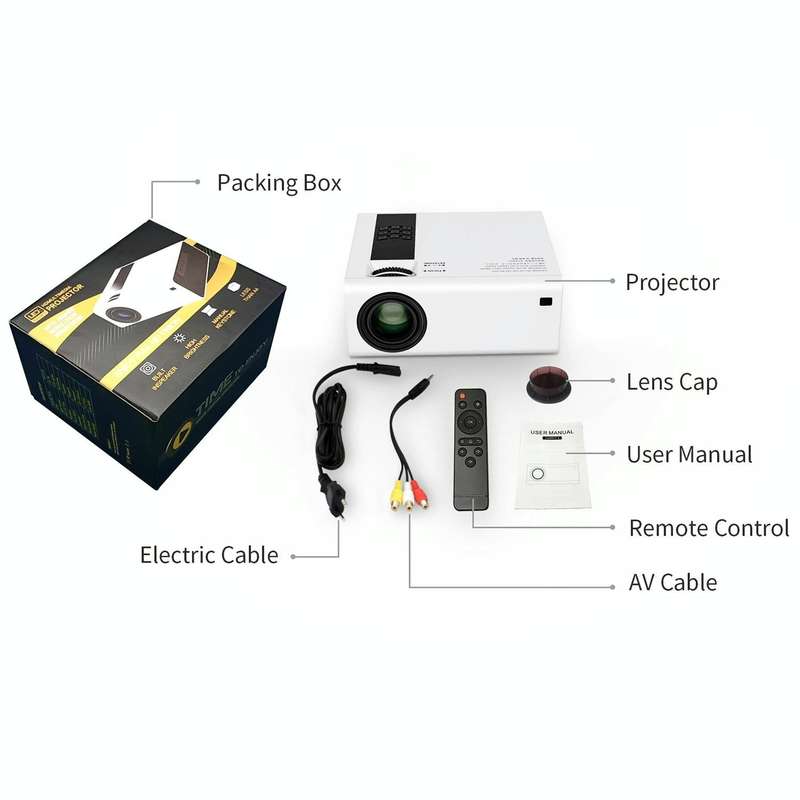 Y6 190ANSI 1024x600P LED Projector Support Screen Mirroring, AU Plug(White)