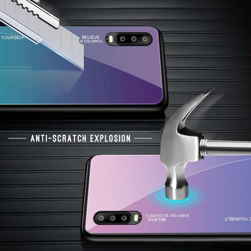 For Huawei P30 Gradient Color Glass Case(Purple)