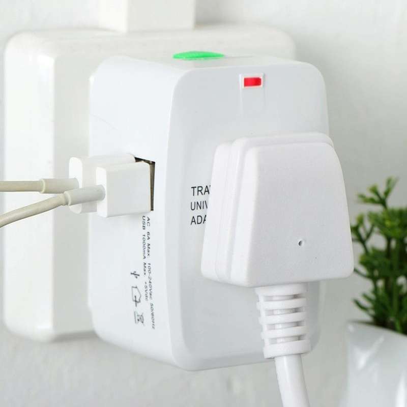 110-250V Multi-function Travel Universal Converter with Dual USB Interfaces, EU / UK / US / AU Pl...