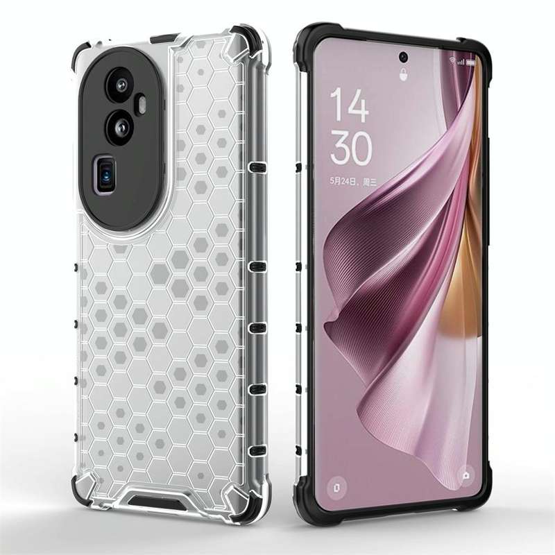 For OPPO Reno10 Pro+ Shockproof Honeycomb Phone Case(Black)