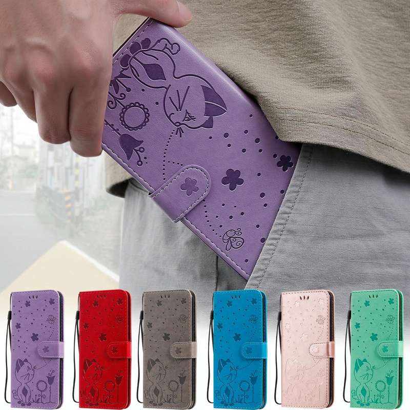 For Samsung Galaxy S20 FE Cat Bee Embossing Pattern Shockproof Horizontal Flip Leather Case with ...