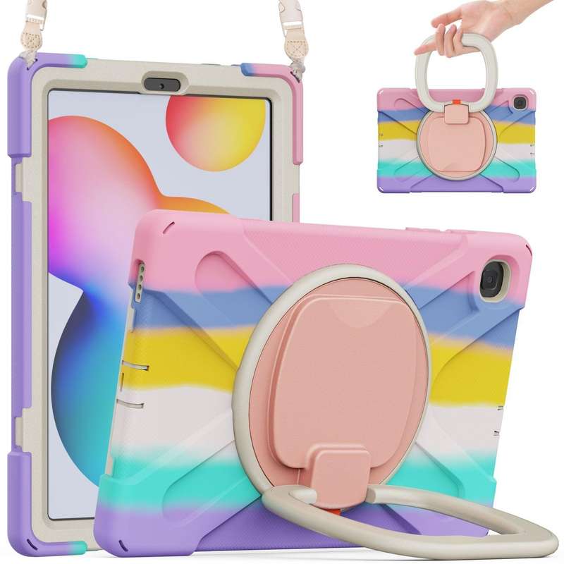 For Samsung Galaxy Tab S6 Lite P610 Silicone + PC Protective Case with Holder & Shoulder Strap(Co...