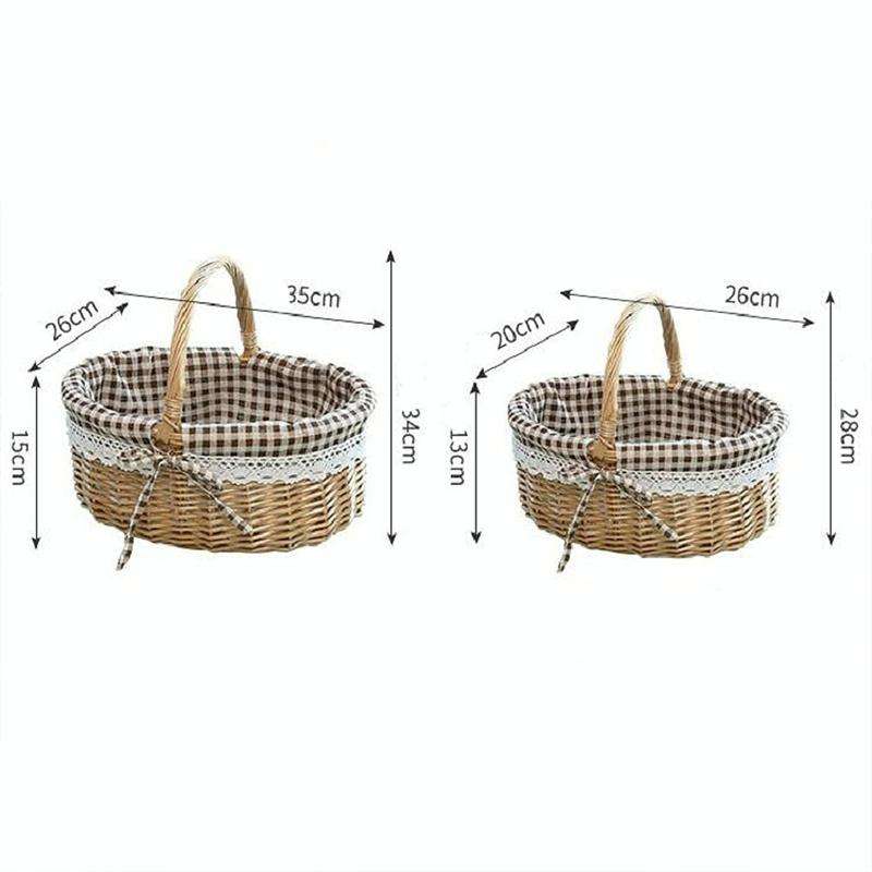 Hand-woven Picnic Basket Sackcloth Rattan Storage Basket, Specification:Large(Primary Color Alpha...