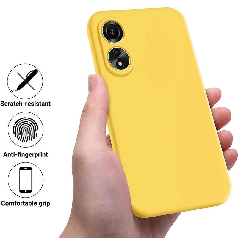 For OPPO A58 4G Pure Color Liquid Silicone Shockproof Phone Case(Yellow)