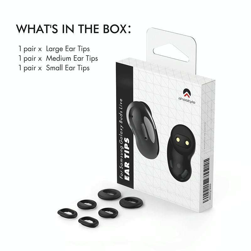 For Samsung Galaxy Buds Live AhaStyle PT132 S+M+L Silicone Earbud(Black)