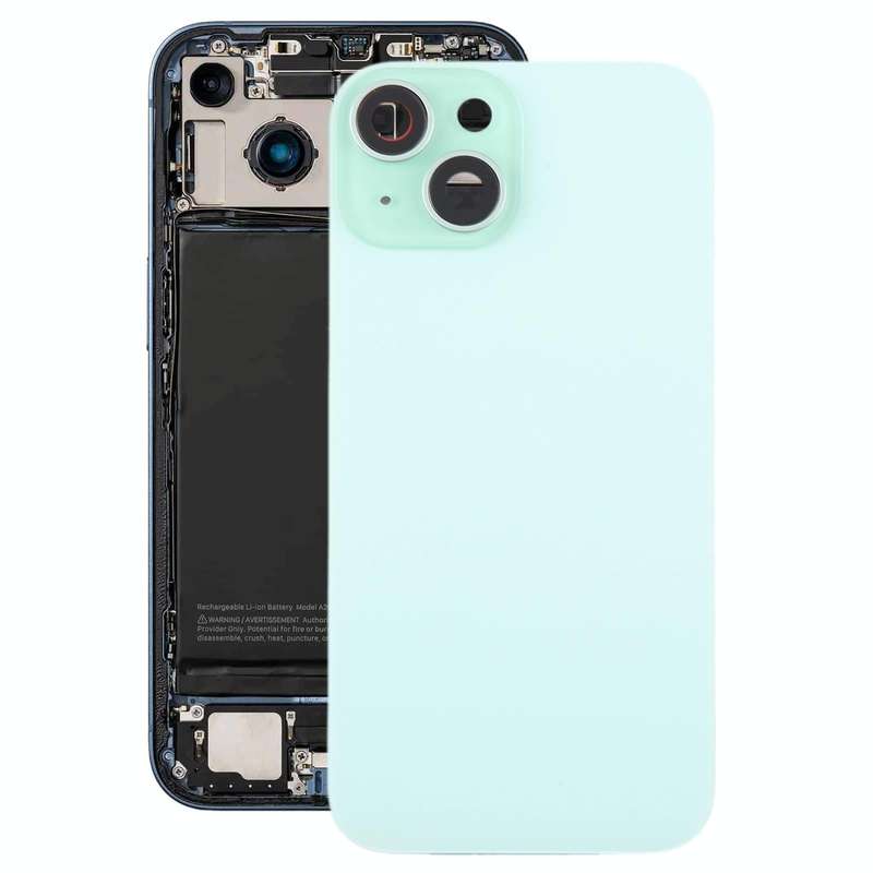 For iPhone 15 Plus Glass Battery Back Cover with Camera Lens Cover(Green)