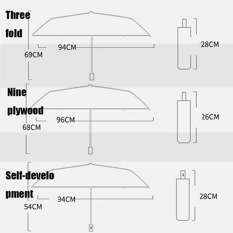 Student Vinyl Sunscreen Small Fresh Umbrella Folding Automatic Umbrella, Style:Nine Plywood(Yellow)