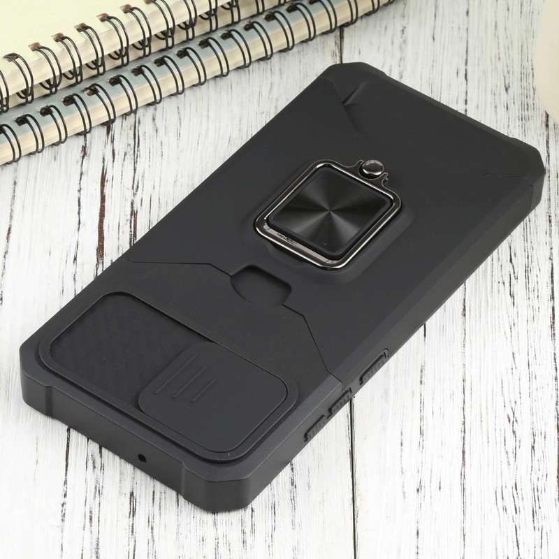 For Samsung Galaxy A03 Sliding Camera Cover Design PC + TPU Shockproof Phone Case(Black)