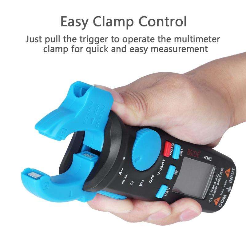 BSIDE ACM81 Digital Clamp Meter Auto-Rang 1mA Accuracy 200A Current DC AC Multimeter(Black)