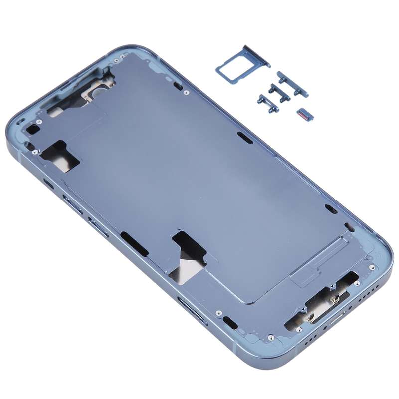 For iPhone 14 Battery Back Cover with Middle Frame / Side Keys(Blue)
