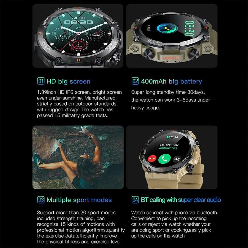 K56Pro 1.39 Inch Heart Rate/Blood Pressure/Blood Oxygen Monitoring Smart Calling Watch(Black)